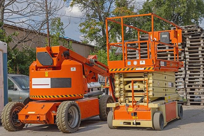 stocking inventory with warehouse forklift in Hamburg, IA